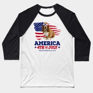 Basset Hound Flag USA - America 4th Of July Independence Day Baseball T-Shirt